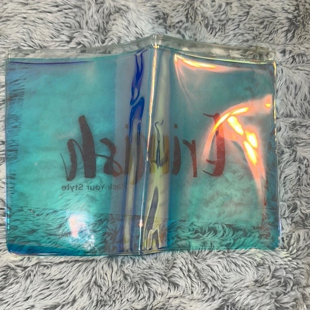 Erimish Stack Your Style Iridescent Clear Vinyl Zipper Pouch Makeup Bag 10.5x8